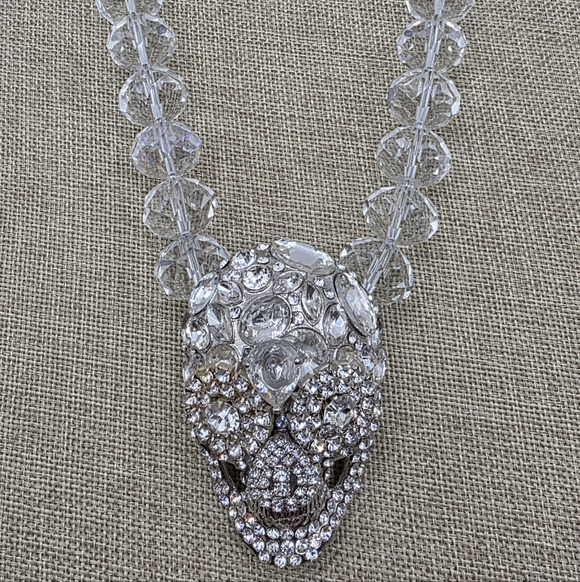 rockstar in rome Jewelry - Sparkling Rockstar In Rome Vintage Crystal Skull Statement Necklace